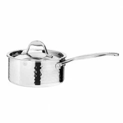 STERN 2.1 Qt. Hammered Stainless Steel Tri-Ply Saucepan with Lid by 1829 Carl Schmidt Sohn