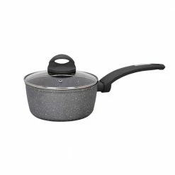 Lava Stone 1.5 qt. Aluminum Nonstick Sauce Pot in Gray with Glass Lid by AMERCOOK