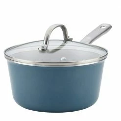 Home Collection 3 qt. Aluminum Nonstick Sauce Pan in Twilight Teal with Glass Lid by Ayesha Curry