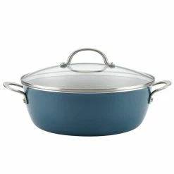 Home Collection 7.5 qt. Aluminum Nonstick Stock Pot in Twilight Teal with Glass Lid by Ayesha Curry