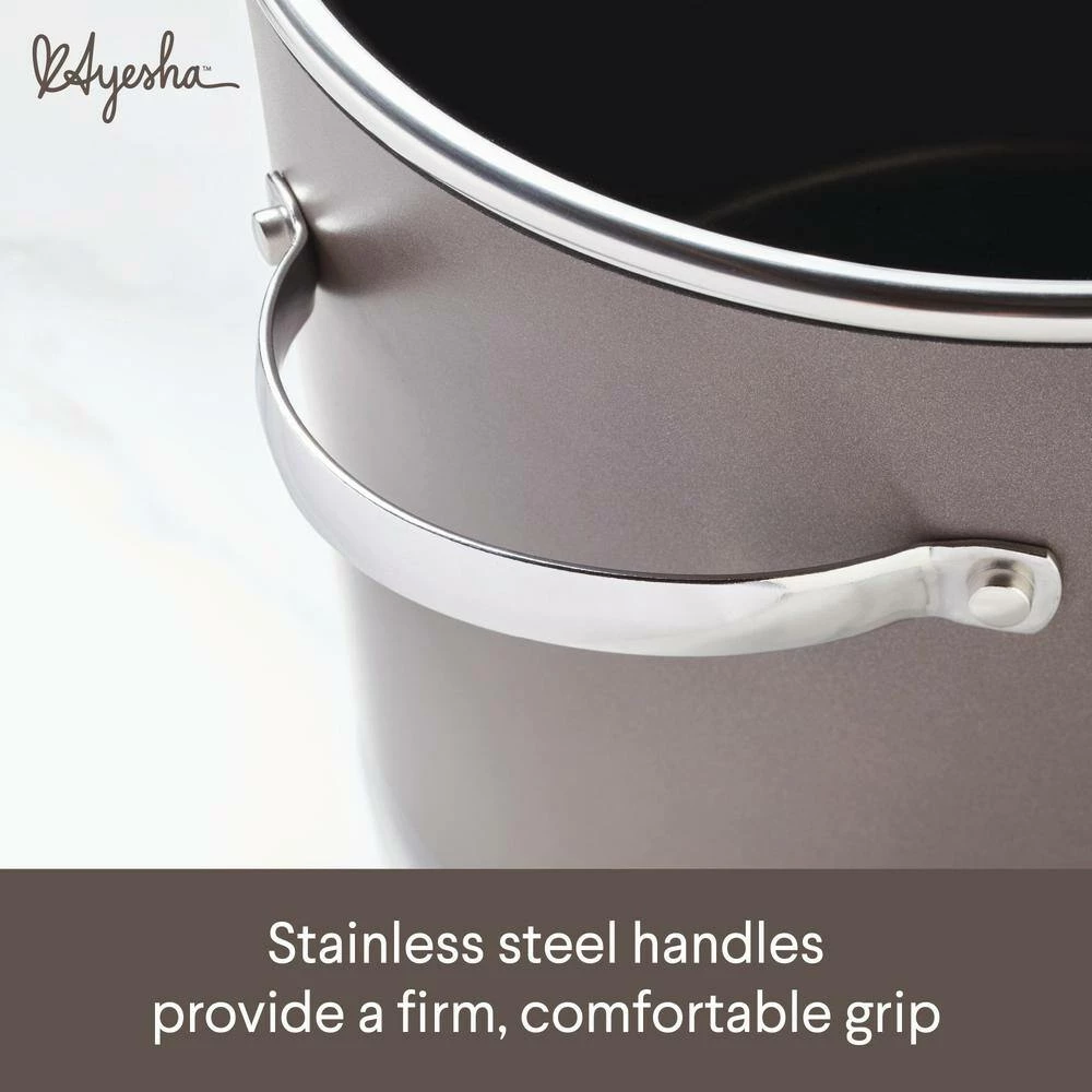 Professional 10 qt. Charcoal Hard Anodized Aluminum Nonstick Stockpot by Ayesha Curry - Image 6