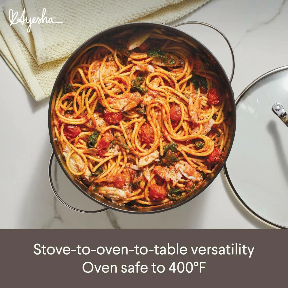 Professional 10 qt. Charcoal Hard Anodized Aluminum Nonstick Stockpot by Ayesha Curry - Image 5