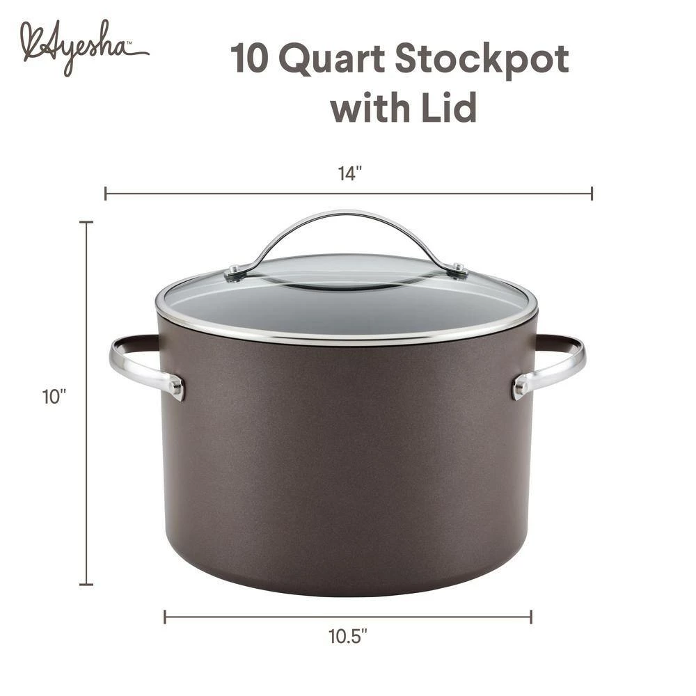 Professional 10 qt. Charcoal Hard Anodized Aluminum Nonstick Stockpot by Ayesha Curry - Image 8