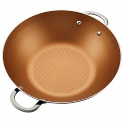 Home Collection 14 in. Porcelain Enamel Nonstick Wok in Brown Sugar by Ayesha Curry