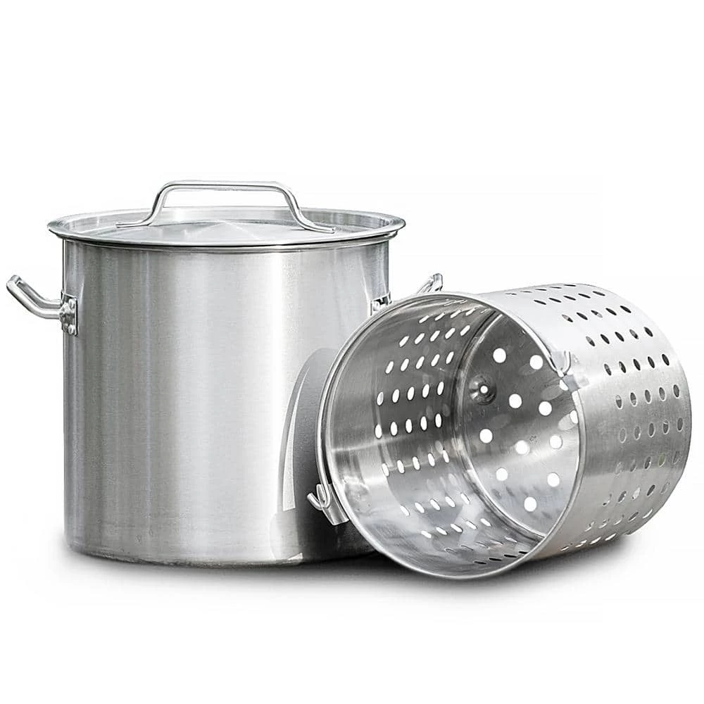 32 qt. Stainless Steel Stock Pot with Strainer Basket and Lid by Barton