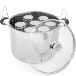 20 qt. Water Bath Silver Stainless Steel Gas Electric Stock Pots with Temperature Indicator and Canning Jars by Barton