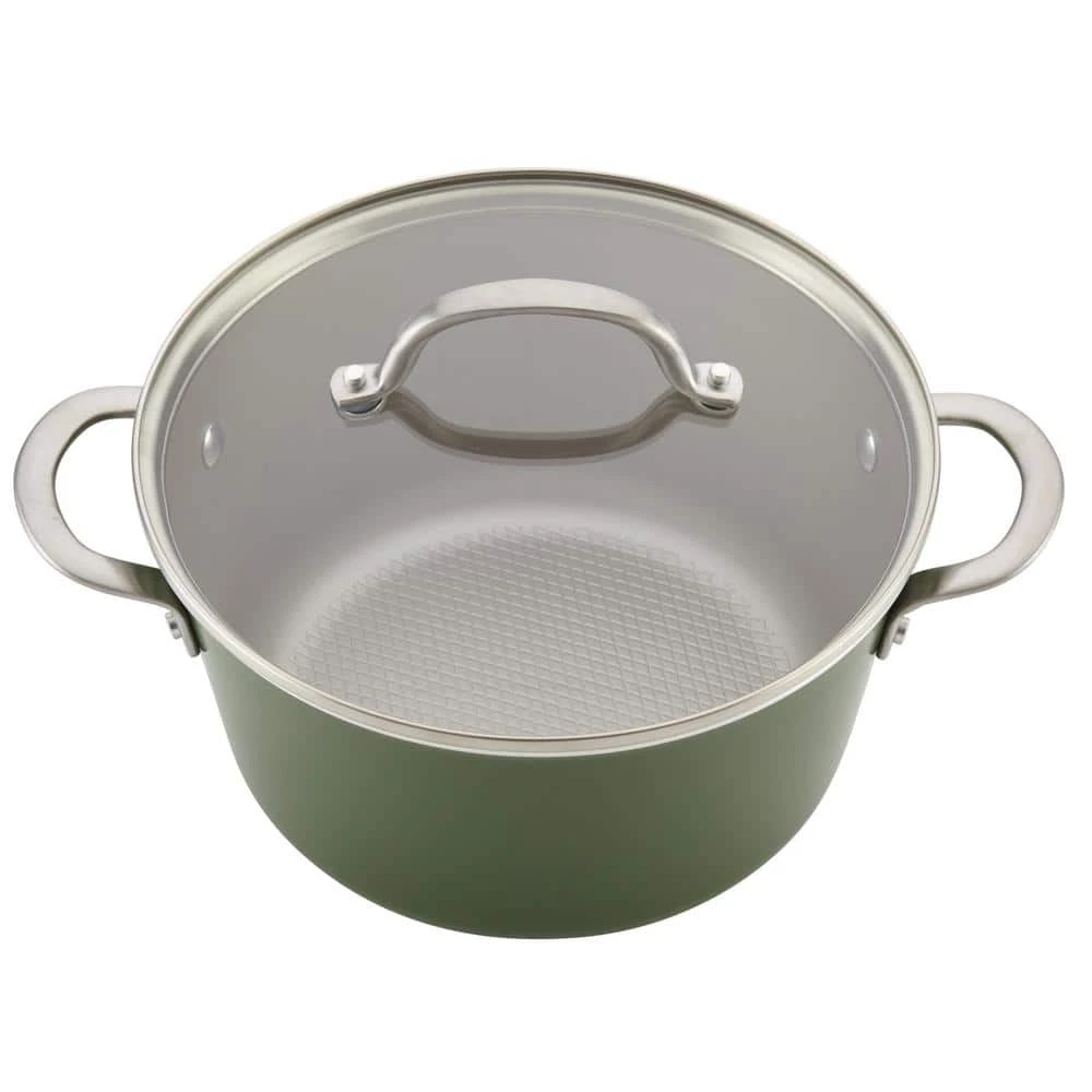 Ayesha Home Collection Porcelain Enamel Nonstick Cookware Set, 10-Piece, Basil Green by Ayesha Curry - Image 3