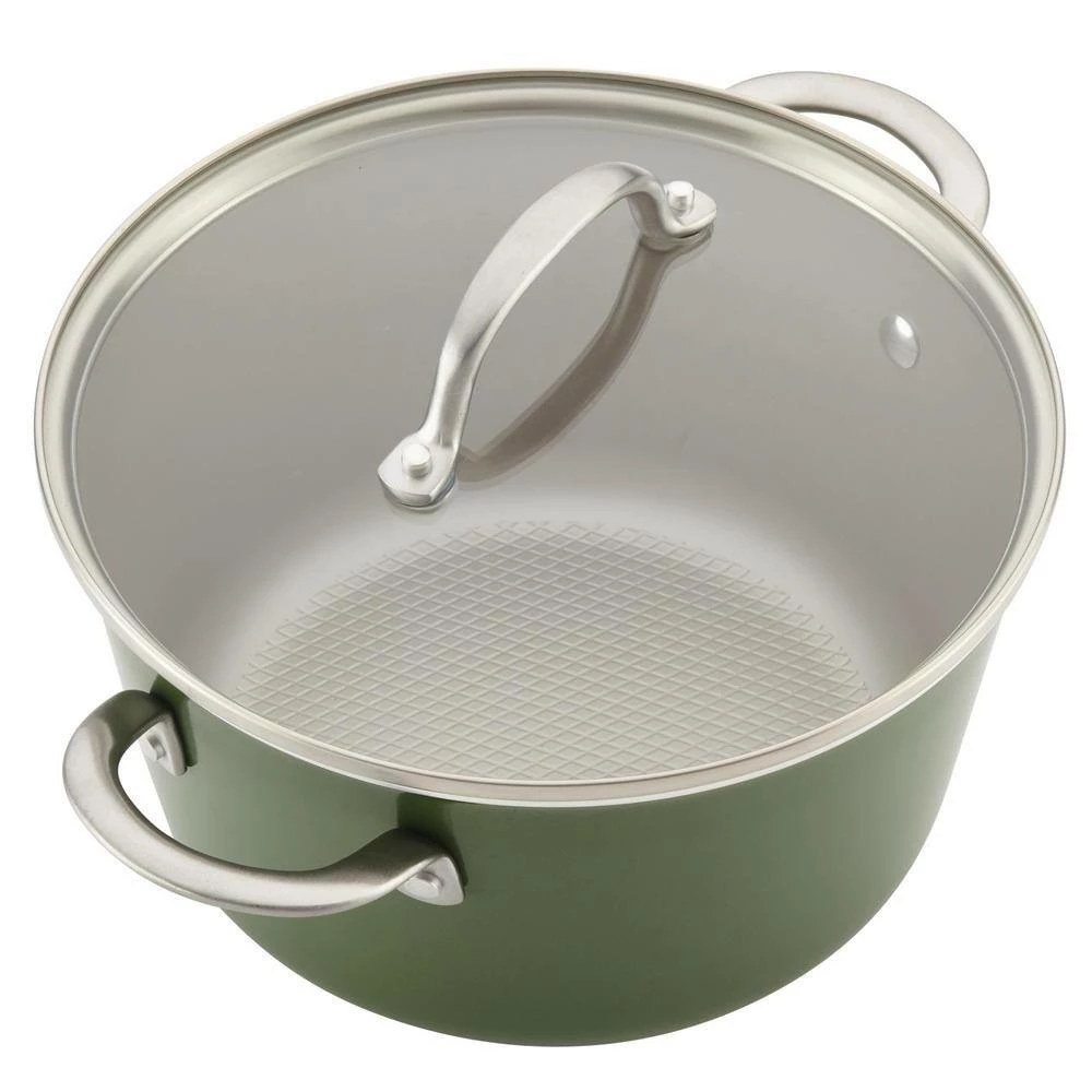 Ayesha Home Collection Porcelain Enamel Nonstick Cookware Set, 10-Piece, Basil Green by Ayesha Curry - Image 7