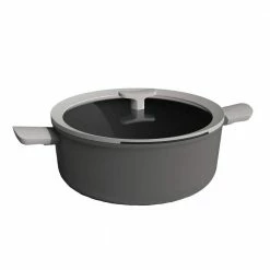 Leo 6.5 qt. Aluminum Nonstick Stock Pot in Grey with Glass Lid by BergHOFF