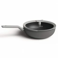 Leo 11 in. Aluminum Nonstick Wok in Grey with Glass Lid by BergHOFF