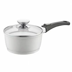 Vario Click Pearl 1.25 qt. Cast Aluminum Ceramic Nonstick Sauce Pot in White with Glass Lid by Berndes