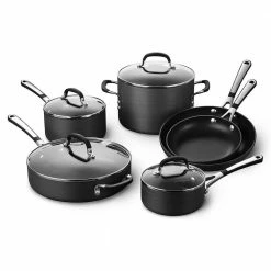 10-Piece Nonstick Aluminum Kitchen Cookware Set with Stay-Cool Handles, Black by Calphalon
