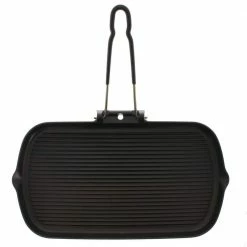 French Enameled 14 in. Cast Iron Grill Pan in Black by Chasseur