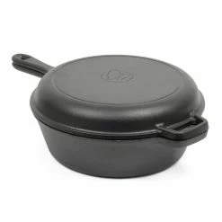 Pre-Seasoned 3 Qt. Cast Iron Dutch Oven with Skillet Lid by Commercial CHEF