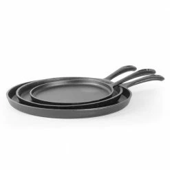 Pre-Seasoned 3-Piece Cast Iron Griddle Set by Commercial CHEF