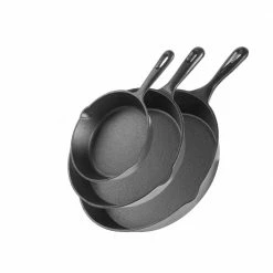 Pre-Seasoned 3-Piece Cast Iron Skillet Set by Commercial CHEF