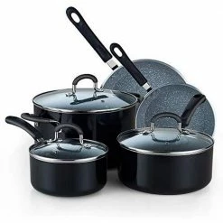 8pc aluminum Cookware Set, grey color with black & white Dots by Cook N Home