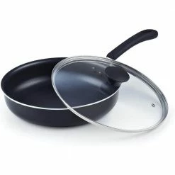3.5 qt. Nonstick Aluminum Deep Fry Jumbo Cooker with Lid, Black 10.5-Inch Saute Pan by Cook N Home