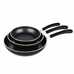 3-Piece Aluminum Nonstick Frying Pan Set in Black by Cook N Home