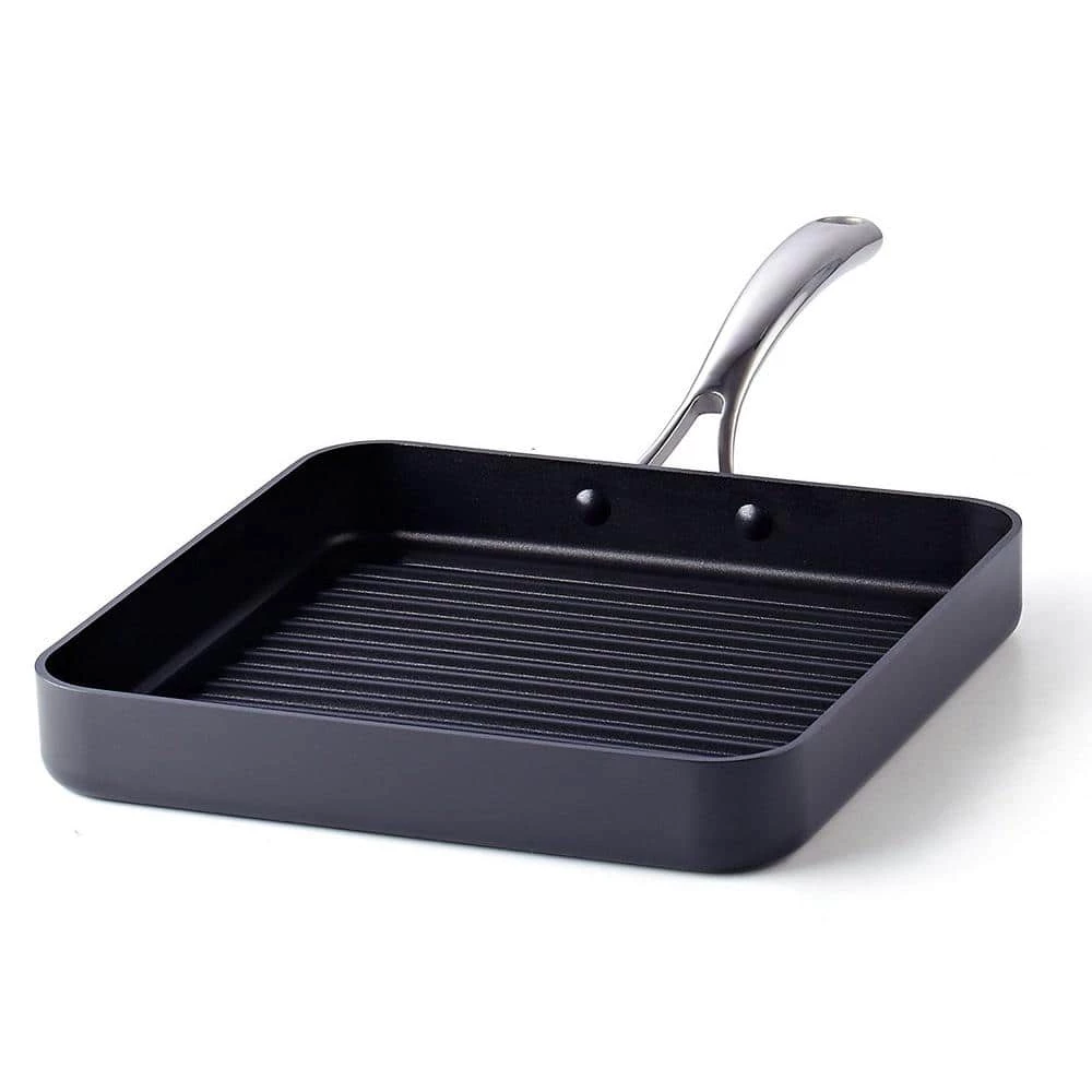 11 in. Hard-Anodized Aluminum Nonstick Grill Pan in Black by Cooks Standard
