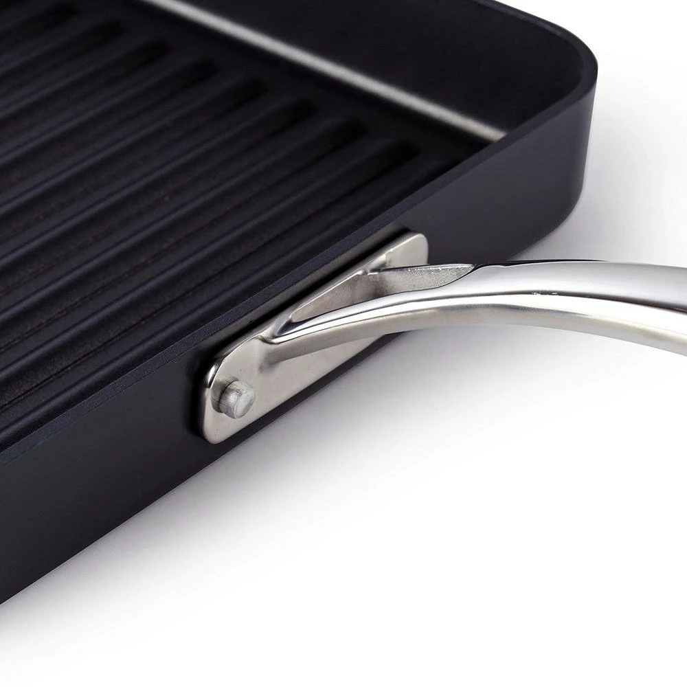 11 in. Hard-Anodized Aluminum Nonstick Grill Pan in Black by Cooks Standard - Image 2