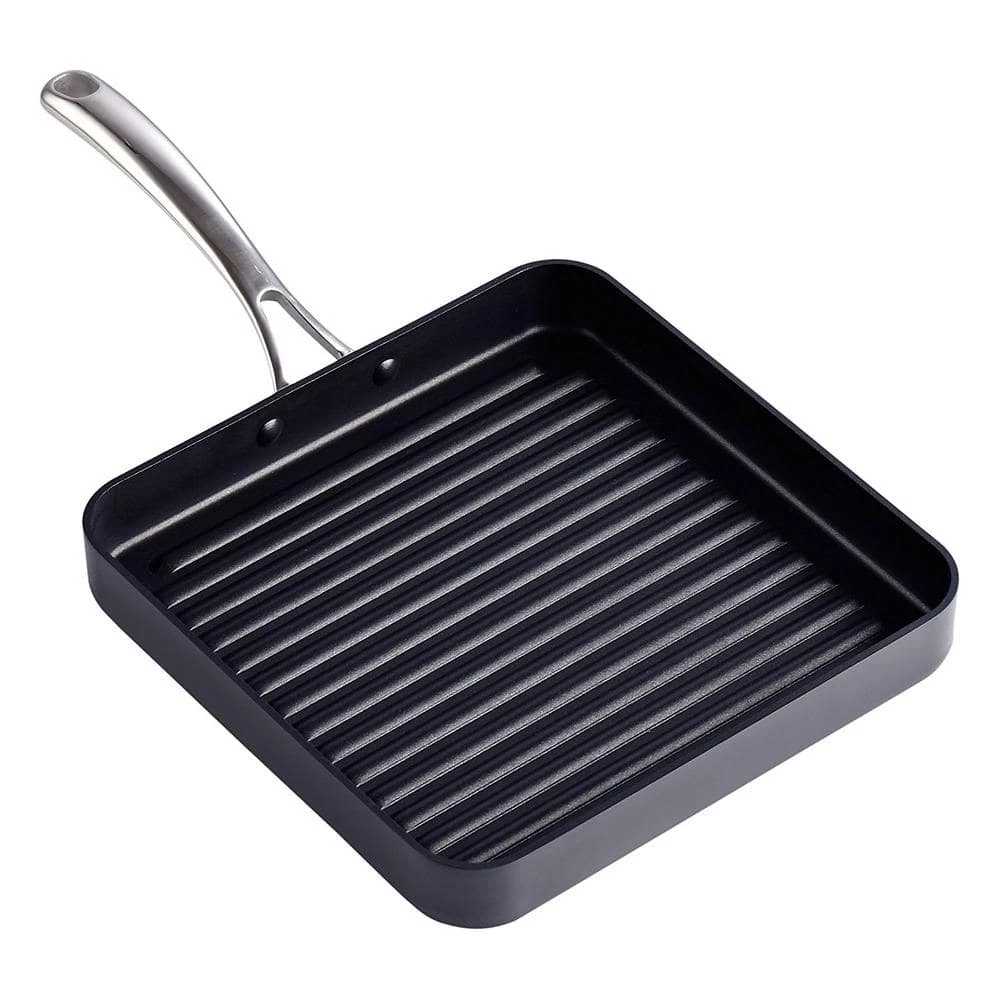 11 in. Hard-Anodized Aluminum Nonstick Grill Pan in Black by Cooks Standard - Image 3