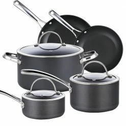 8- Piece Hard-Anodized Aluminum Nonstick Cookware Set in Black by Cooks Standard