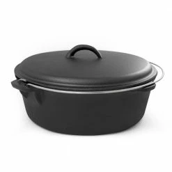 6 qt. Round Cast Iron Dutch Oven in Black with Lid by ExcelSteel