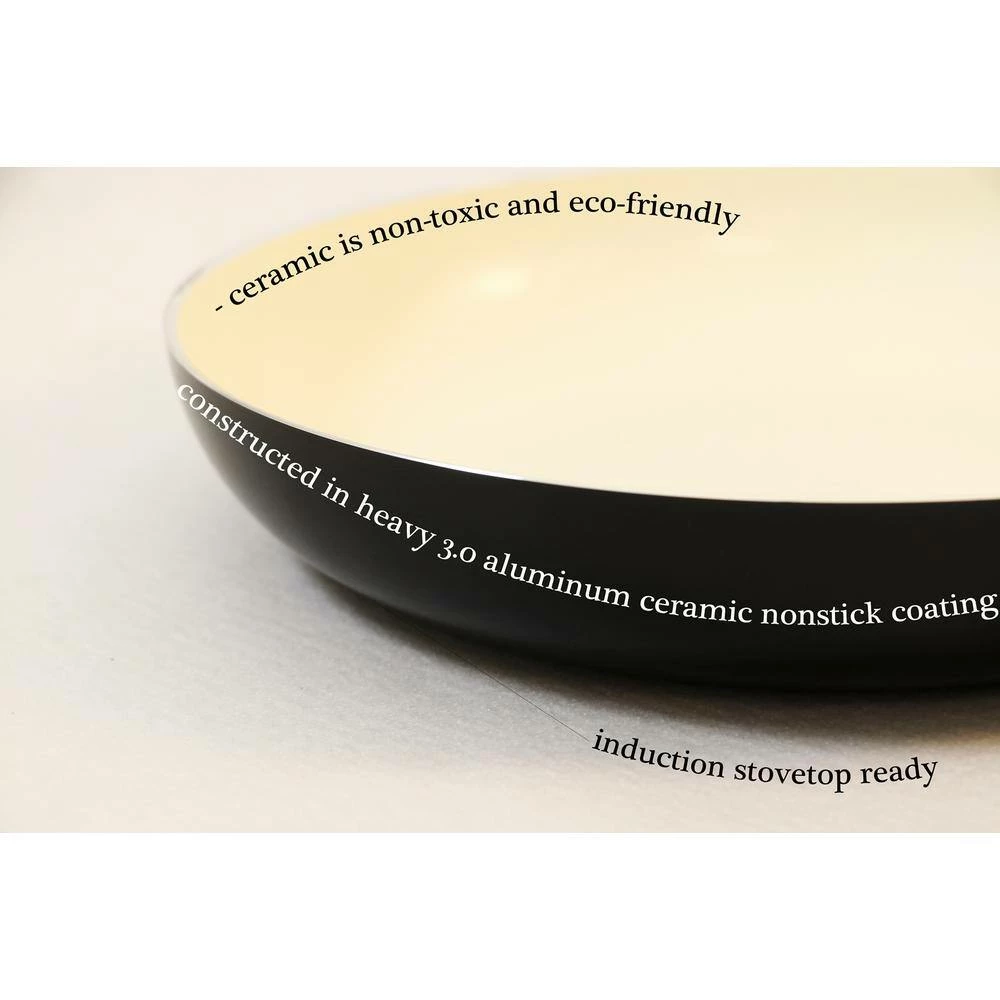 Professional 8 in. Aluminum Ceramic Nonstick Frying Pan in Black by ExcelSteel - Image 3