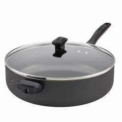 Dishwasher Safe 12 in. Aluminum Nonstick Skillet in Black with Glass Lid by Farberware