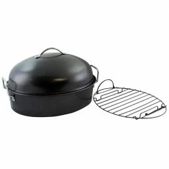 Kenmar 16 in. Carbon Steel Roaster Pan with High Dome Lide by Gibson Home
