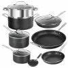 12-Piece Aluminum Ultra Durable Diamond Infused Nonstick Cookware Set with Glass Lids by GRANITESTONE