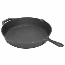 12 in. Pre-Seasoned Cast Iron Skillet with Pour Spouts by Home Basics