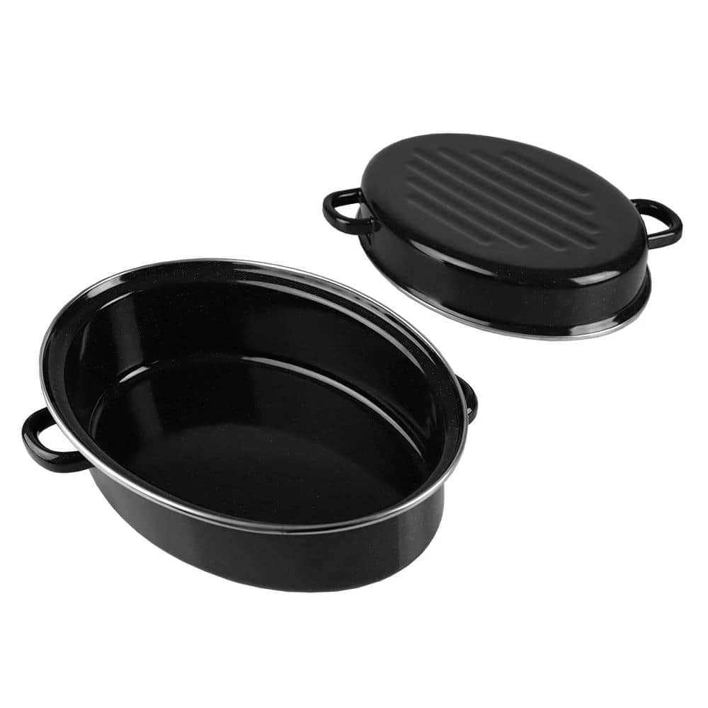 5.7 qt. Black Steel Roasting Pans by Home Basics - Image 3