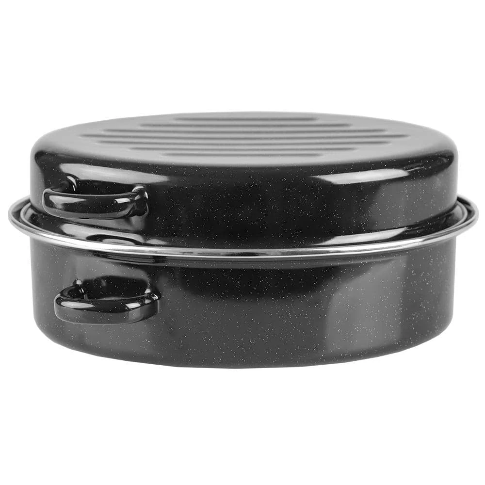 5.7 qt. Black Steel Roasting Pans by Home Basics