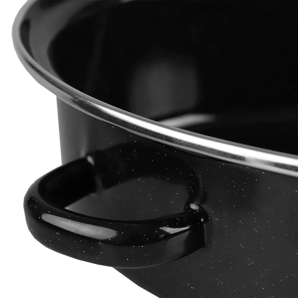 5.7 qt. Black Steel Roasting Pans by Home Basics - Image 2