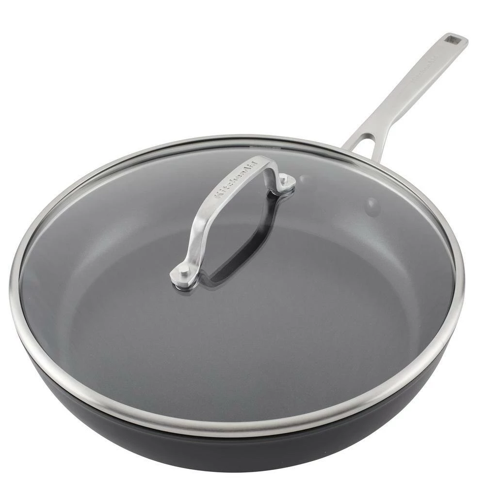12.25 in. Hard-Anodized Induction Aluminum Nonstick Frying Pan with Lid Black Matte by KitchenAid - Image 8