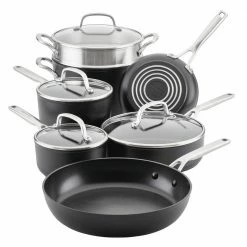 11-Piece Hard Anodized Aluminum Nonstick Cookware Set Black by KitchenAid
