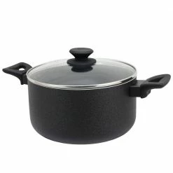 Ashford 6 qt. Round Aluminum Nonstick Dutch Oven in Black with Glass Lid by Oster