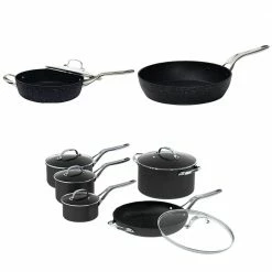 The Rock 13-Piece Aluminum Nonstick Cookware Set in Black Speckle by Starfrit