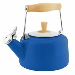 Sven 5.6-Cups Blue Cove Enamel-on-Steel Tea Kettle with Rubberwood Handle and Knob by Chantal