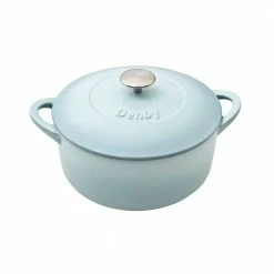 Heritage Pavilion 5.5 qt. Round Cast Iron Casserole Dish in Blue with Lid by Denby