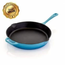 12 in. Cast Iron Nonstick Skillet in Blue by MegaChef