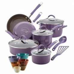 Cucina 18-Piece Aluminum Nonstick Cookware Set in Lavender by Rachael Ray
