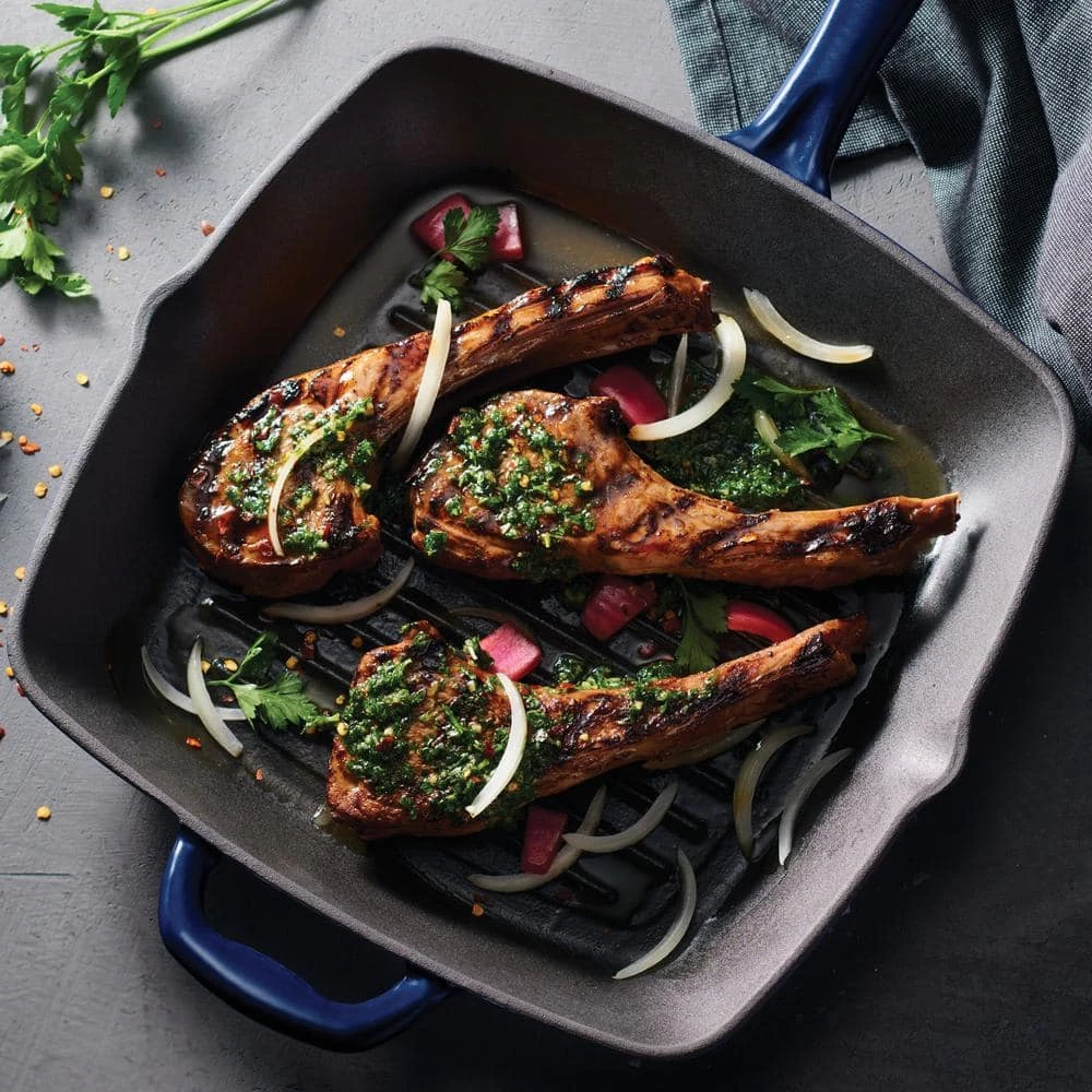 Gourmet 11.5 in. Enameled Cast Iron Grill Pan in Gradated Cobalt by Tramontina - Image 3