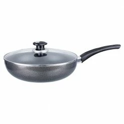 Large 11 in. Aluminum Non-Stick Cooktop Wok with Lid by Brentwood Appliances