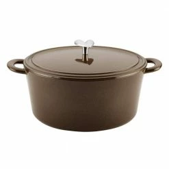 Home Collection 6 qt. Oval Cast Iron Dutch Oven in Brown Sugar with Lid by Ayesha Curry