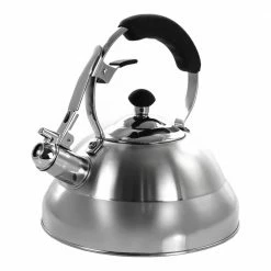 12-Cup Brushed Silver Stainless Steel Whistling Kettle by MegaChef