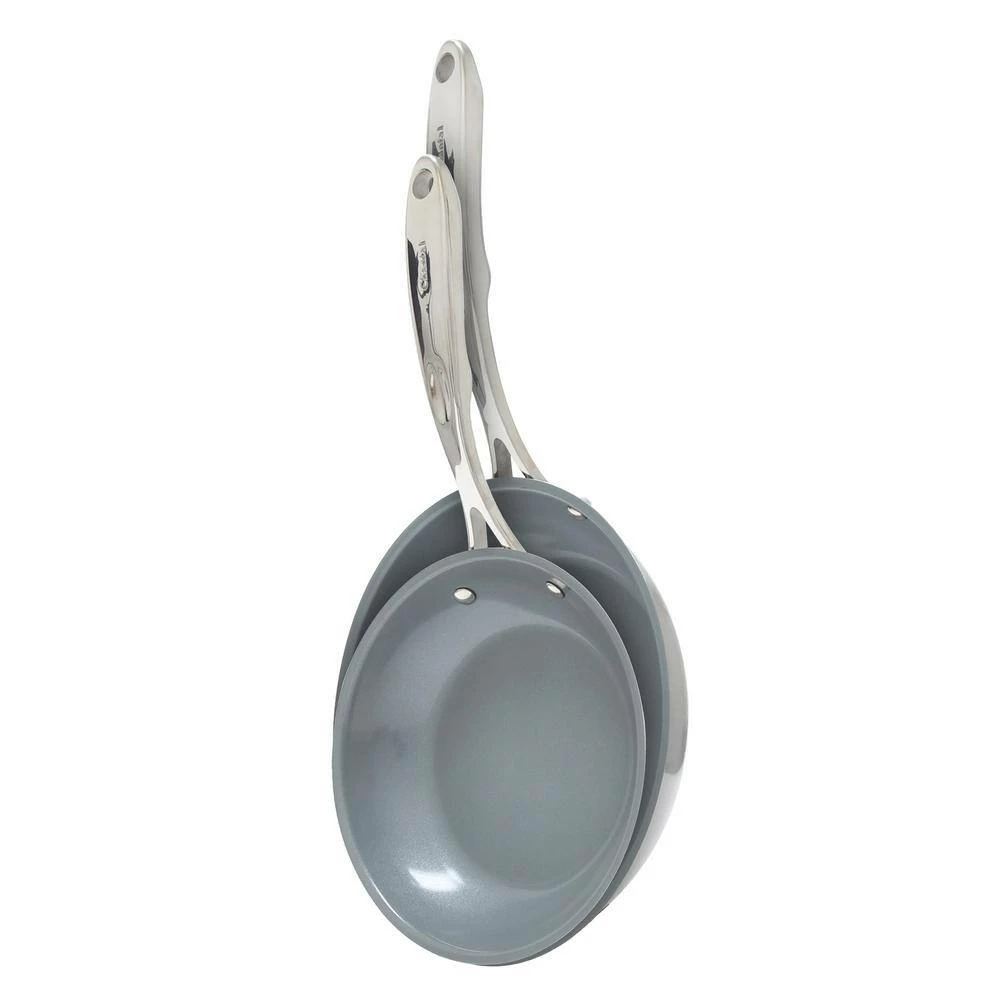 Induction 21 Steel 2-Piece Stainless Steel Ceramic Nonstick Frying Pan Set in Brushed Stainless Steel by Chantal - Image 5