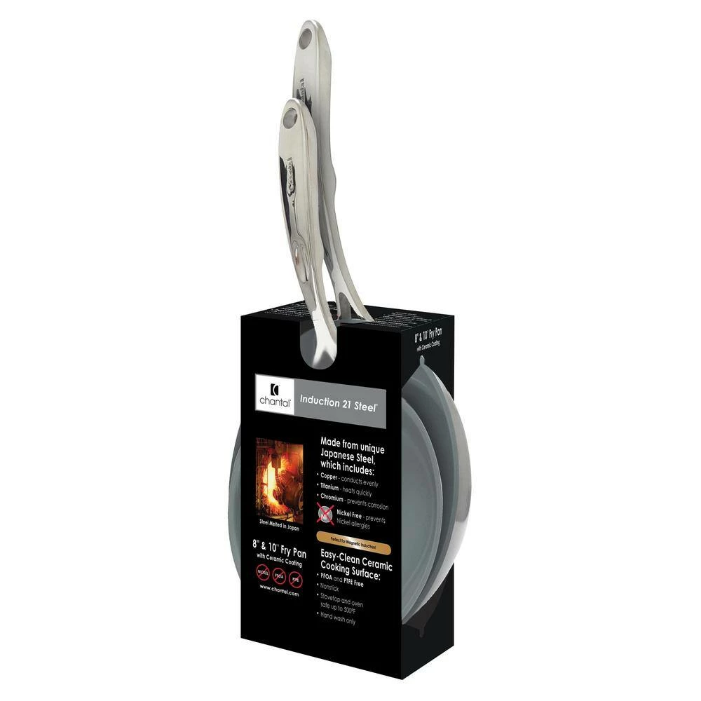 Induction 21 Steel 2-Piece Stainless Steel Ceramic Nonstick Frying Pan Set in Brushed Stainless Steel by Chantal - Image 6